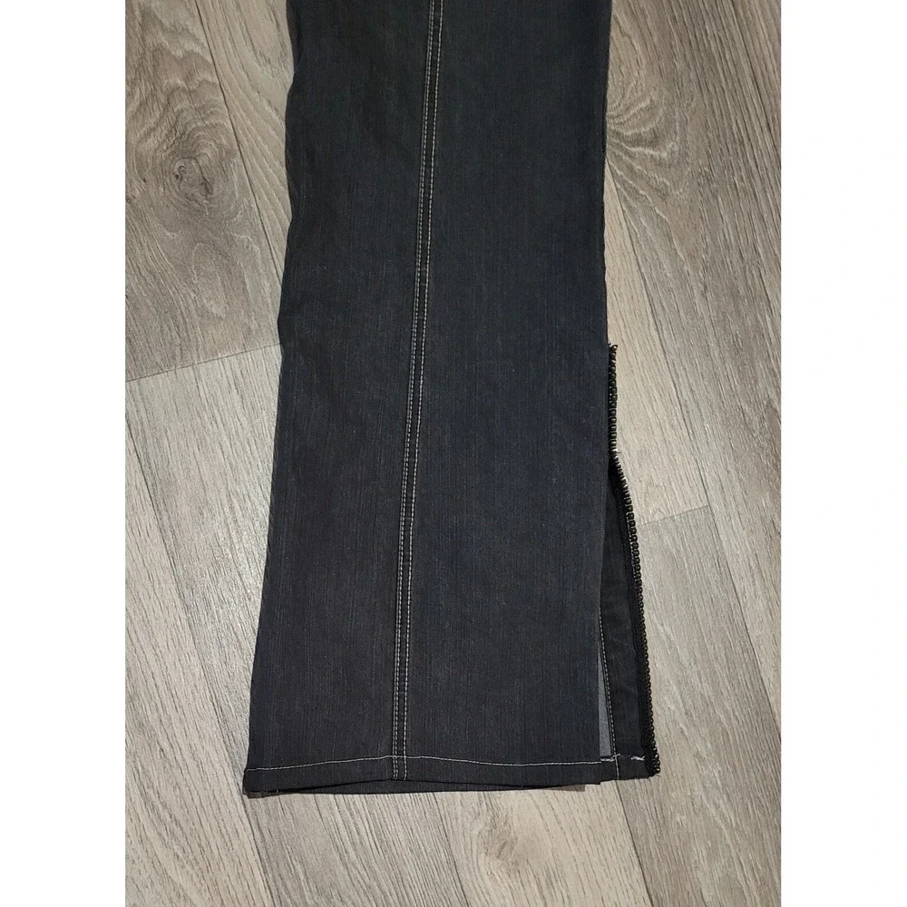 Women's Black Denim Rhinestone Accents Jeans-Size 32‎ Flare Leg Boho 70s